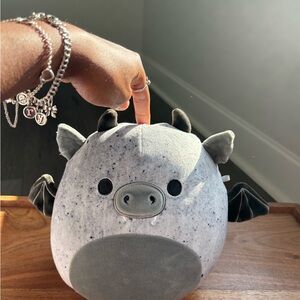 Squishmallows Gray and Black Dragon Plush